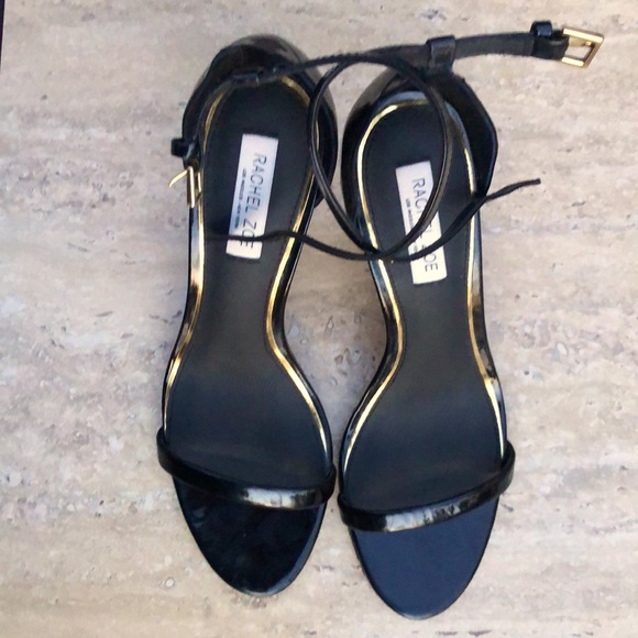 RACHEL ZOE Black Patent Ankle T-Strap Stiletto - Picture 2 of 12